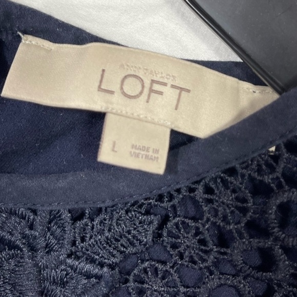 Loft Navy blue lace knit dress women’s size L - Picture 12 of 13